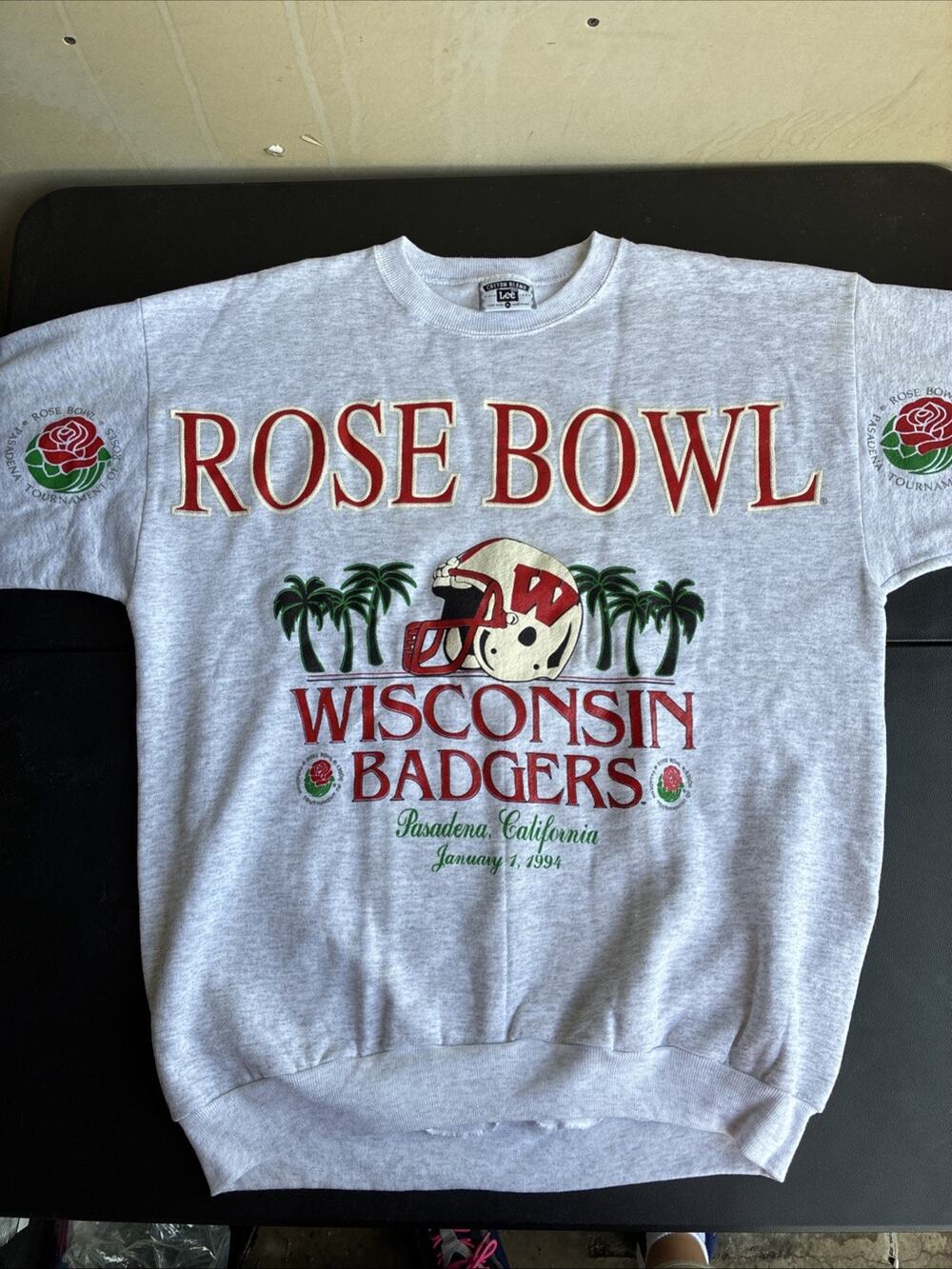 Vintage 90s NCAA Mens Sz XL Wisconsin Badgers 1994 Rose Bowl Crewneck Sweatshirt